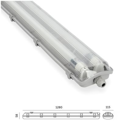 Brilagi - Iluminação industrial fluorescente LED OPTIMA T8 2xG13/18W/230V 6500K IP65 128 cm