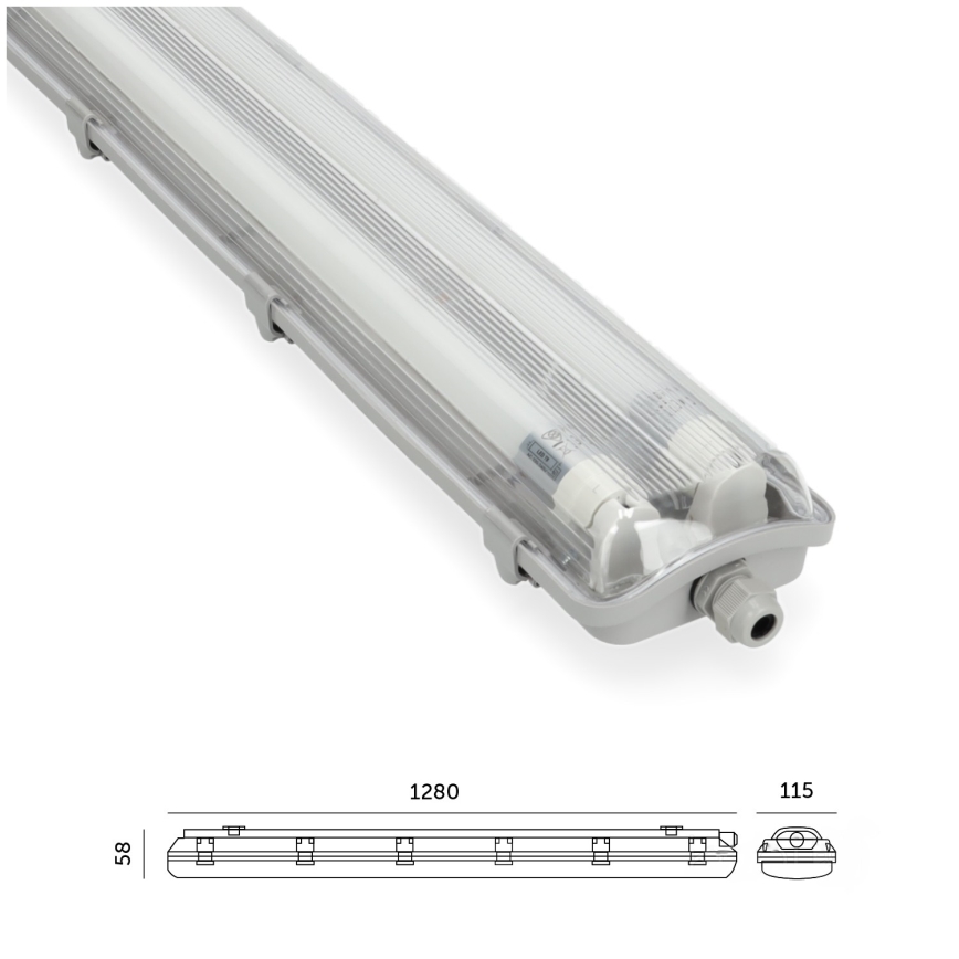 Brilagi - Iluminação industrial fluorescente LED OPTIMA T8 2xG13/18W/230V 6500K IP65 128 cm