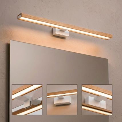 Brilagi - Iluminação LED para espelho de casa de banho 3 em 1 WOODY MIRROR LED/15W/230V 80 cm IP44 branco/carvalho