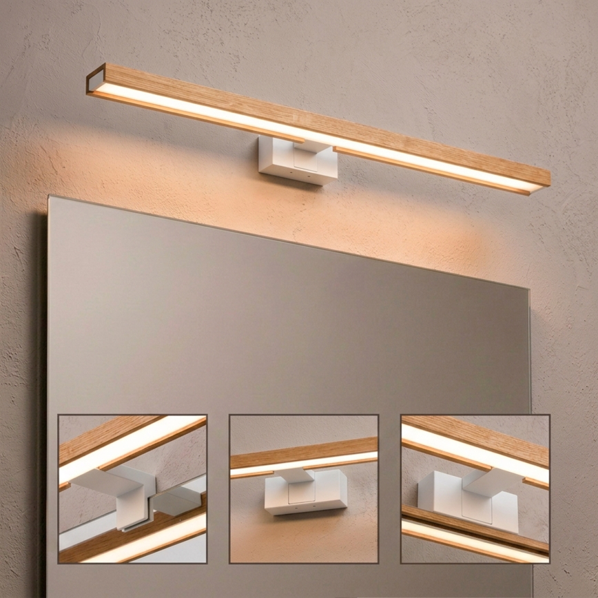 Brilagi - Iluminação LED para espelho de casa de banho 3 em 1 WOODY MIRROR LED/15W/230V 80 cm IP44 branco/carvalho