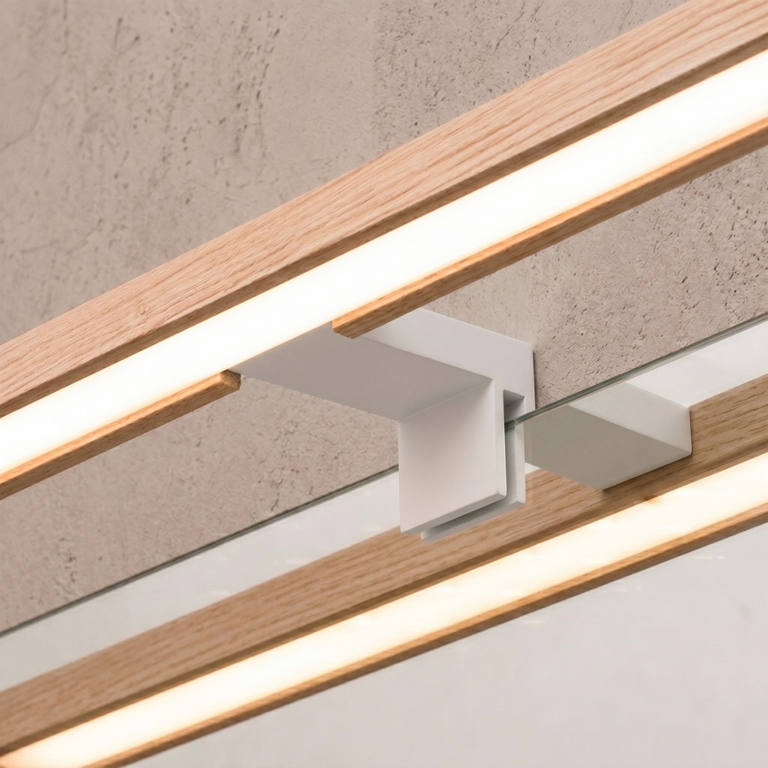 Brilagi - Iluminação LED para espelho de casa de banho 3 em 1 WOODY MIRROR LED/15W/230V 80 cm IP44 branco/carvalho