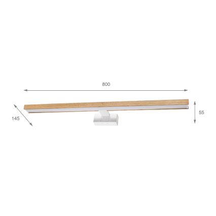 Brilagi - Iluminação LED para espelho de casa de banho 3 em 1 WOODY MIRROR LED/15W/230V 80 cm IP44 branco/carvalho