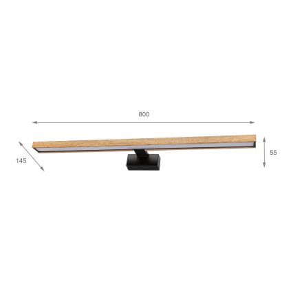 Brilagi - Iluminação LED para espelho de casa de banho 3 em 1 WOODY MIRROR LED/15W/230V 80 cm IP44 preto/carvalho