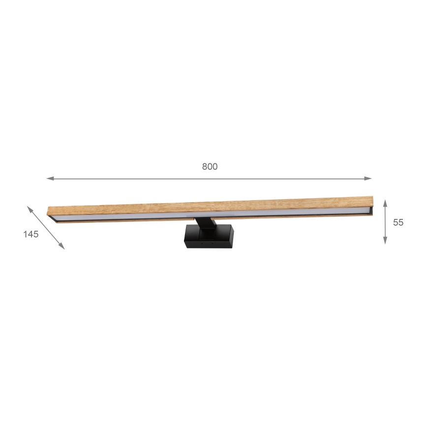 Brilagi - Iluminação LED para espelho de casa de banho 3 em 1 WOODY MIRROR LED/15W/230V 80 cm IP44 preto/carvalho