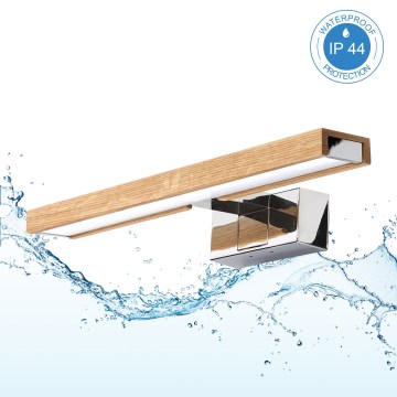 Brilagi - Iluminação LED 3 em 1 para espelho de casa de banho WOODY MIRROR LED/8W/230V 40 cm IP44 cromado brilhante/carvalho