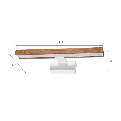Brilagi - Iluminação LED para espelho de casa de banho 3 em 1 WOODY MIRROR LED/8W/230V 40 cm IP44 branco/carvalho cerejeira