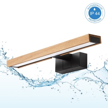 Brilagi - Iluminação LED 3 em 1 para espelho de casa de banho WOODY MIRROR LED/8W/230V IP44 preto/carvalho