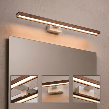 Brilagi - Iluminação LED para espelho de casa de banho 3 em 1 WOODY MIRROR LED/15W/230V 80 cm IP44 branco/carvalho/cerejeira