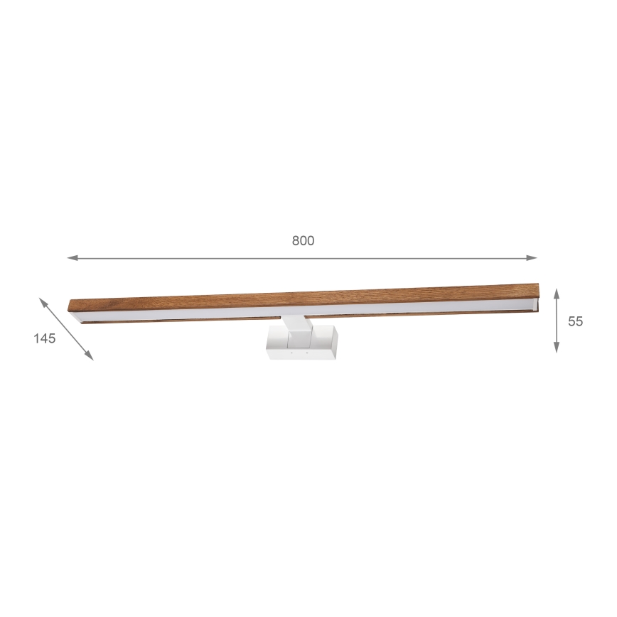 Brilagi - Iluminação LED para espelho de casa de banho 3 em 1 WOODY MIRROR LED/15W/230V 80 cm IP44 branco/carvalho/cerejeira