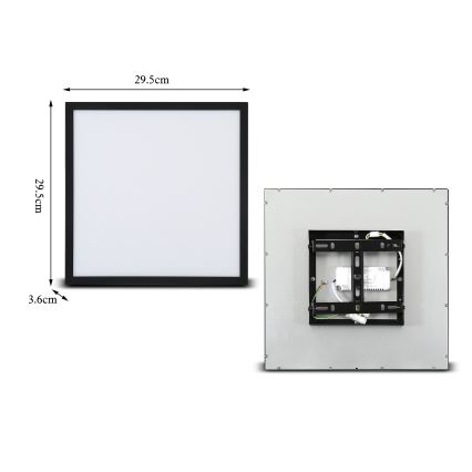 Brilagi - Iluminação de teto LED com regulação SLIMFRAME LED/25W/230V 30x30 cm 3000-6000K preto + comando