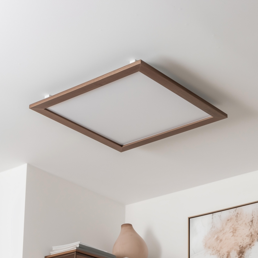Brilagi - Iluminação de teto LED com regulação SLIMFRAME WOOD LED/58W/230V 64x64 cm 3000-6000K castanho escuro + comando