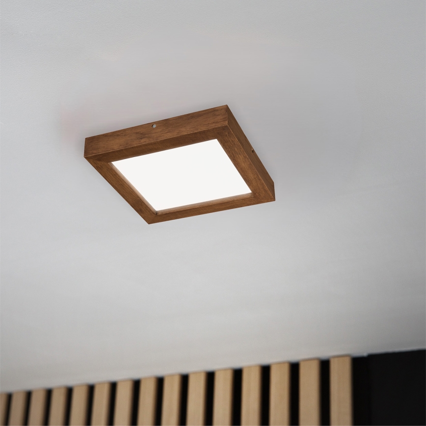 Brilagi - Iluminação de teto para casa de banho LED com regulação WOODY FRAME LED/24W/230V carvalho cereja 30x30 cm 3000-6000K IP44 + comando