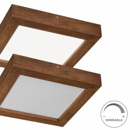 Brilagi - Iluminação de teto para casa de banho LED com regulação WOODY FRAME LED/24W/230V carvalho cereja 30x30 cm 3000-6000K IP44 + comando