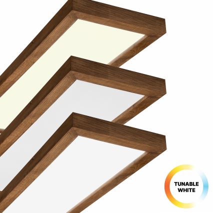 Brilagi - Iluminação de teto para casa de banho LED com regulação WOODY FRAME LED/50W/230V carvalho cereja 120x30 cm 3000-6000K IP44 + comando