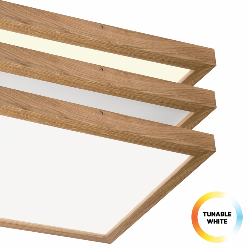 Brilagi - Iluminação de teto para casa de banho LED com regulação WOODY FRAME LED/50W/230V carvalho 60x60 cm 3000-6000K IP44 + comando