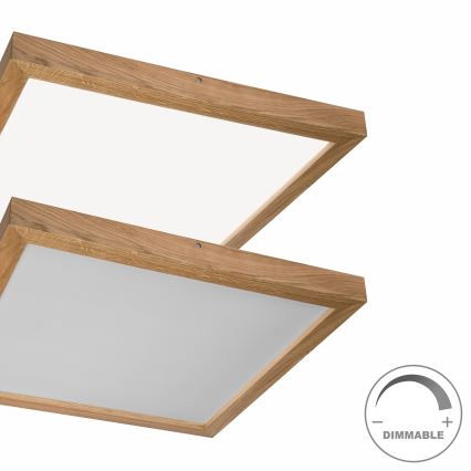 Brilagi - Iluminação de teto para casa de banho LED com regulação WOODY FRAME LED/50W/230V carvalho 60x60 cm 3000-6000K IP44 + comando