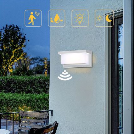 Brilagi - Iluminação LED de parede exterior com sensor BRICKY LED/12W/230V branco IP54