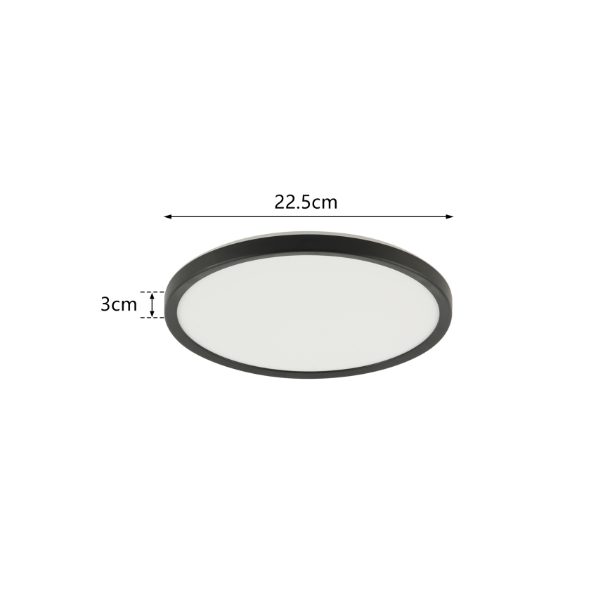 Brilagi - Iluminação de teto para casa de banho LED ULTRA SLIM LED/12W/230V diâmetro 22,5 cm preto IP54