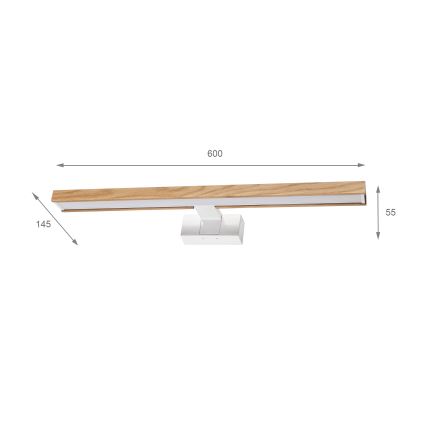 BRILAGI - Iluminação LED para espelho de casa de banho 3 em 1 WOODY MIRROR LED/12W/230V 60 cm IP44 branco/carvalho