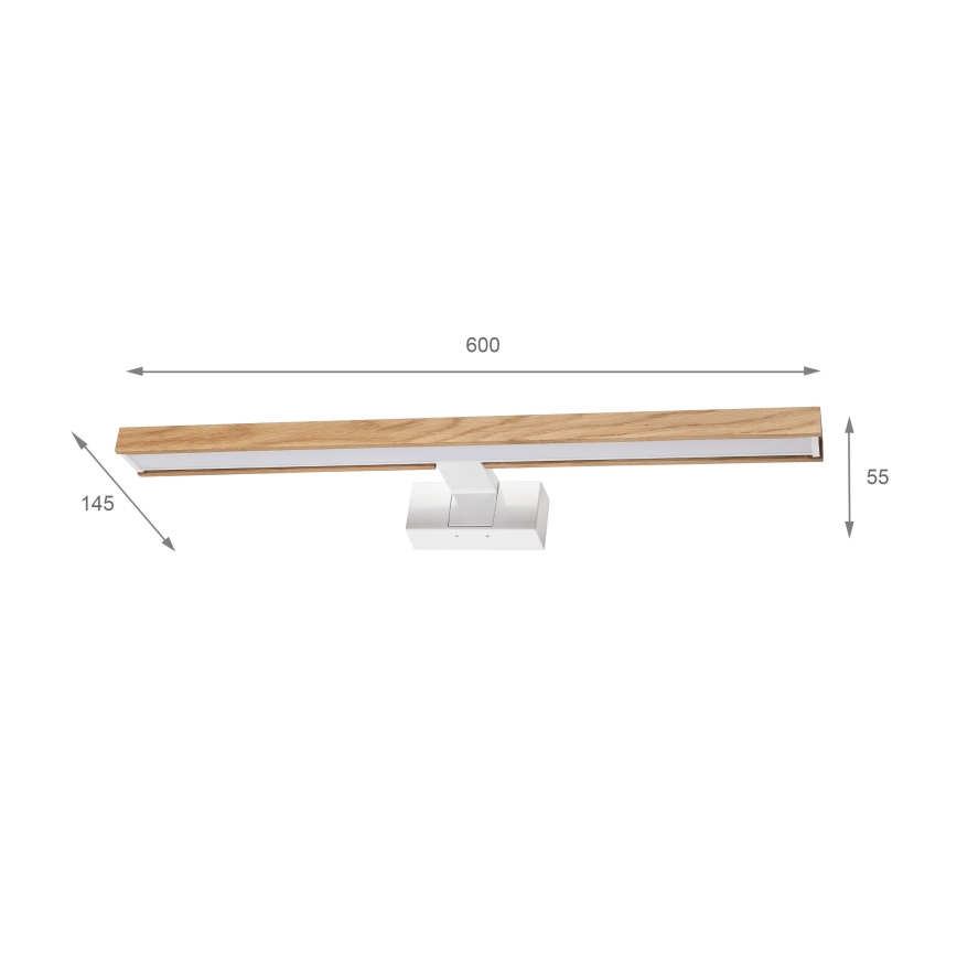 BRILAGI - Iluminação LED para espelho de casa de banho 3 em 1 WOODY MIRROR LED/12W/230V 60 cm IP44 branco/carvalho