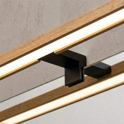 Brilagi - Iluminação LED para espelho de casa de banho 3 em 1 WOODY MIRROR LED/12W/230V 60 cm IP44 preto/carvalho