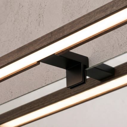 Brilagi - Iluminação LED para espelho de casa de banho 3 em 1 WOODY MIRROR LED/12W/230V IP44 preto/carvalho nogueira