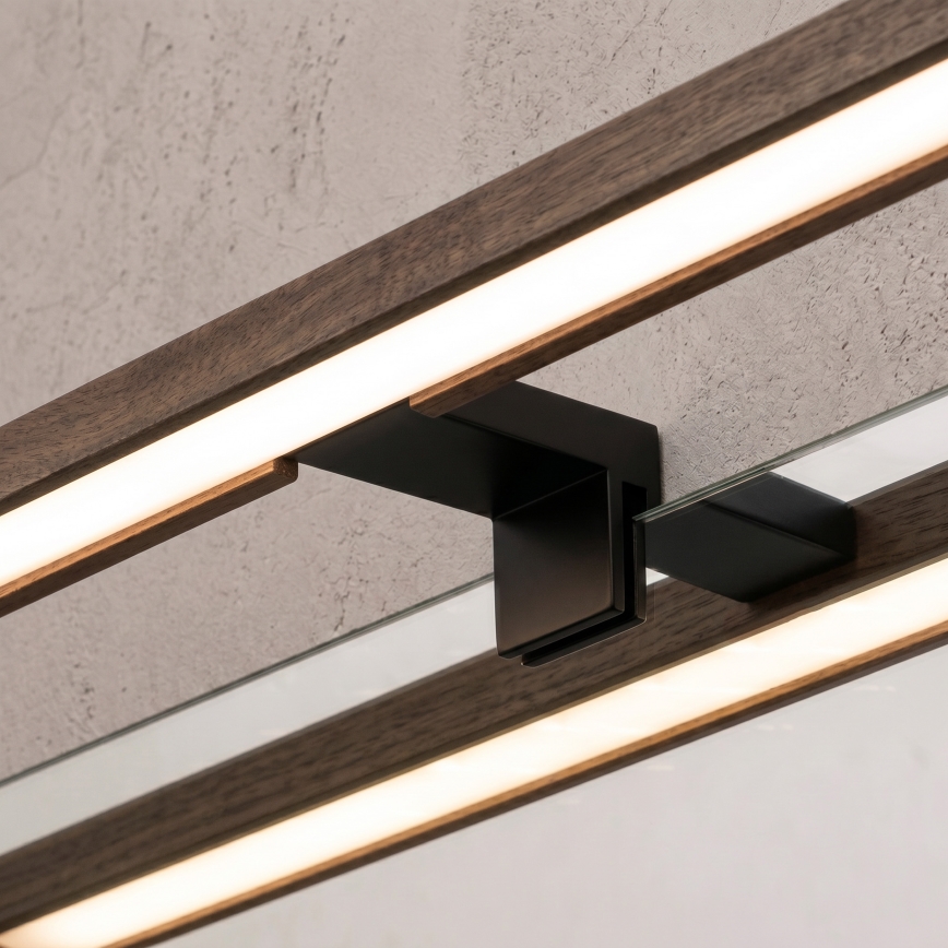 Brilagi - Iluminação LED para espelho de casa de banho 3 em 1 WOODY MIRROR LED/12W/230V IP44 preto/carvalho nogueira