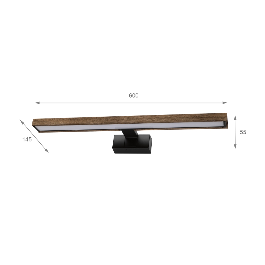 Brilagi - Iluminação LED para espelho de casa de banho 3 em 1 WOODY MIRROR LED/12W/230V IP44 preto/carvalho nogueira
