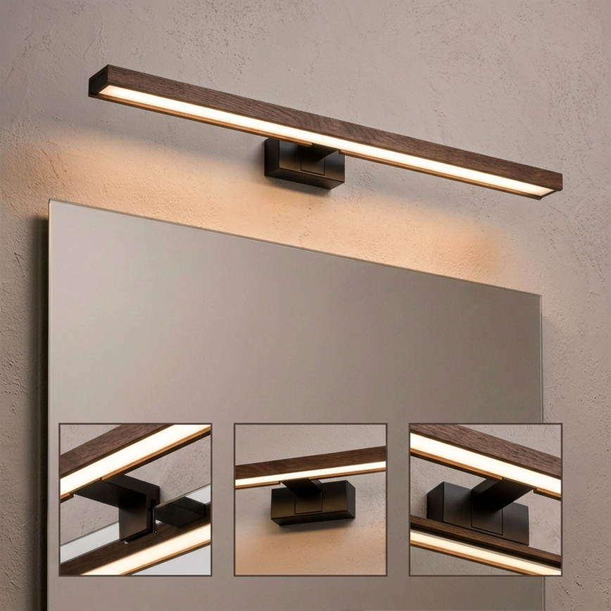 Brilagi - Iluminação LED para espelho de casa de banho 3 em 1 WOODY MIRROR LED/15W/230V 80 cm IP44 preto/carvalho nogueira