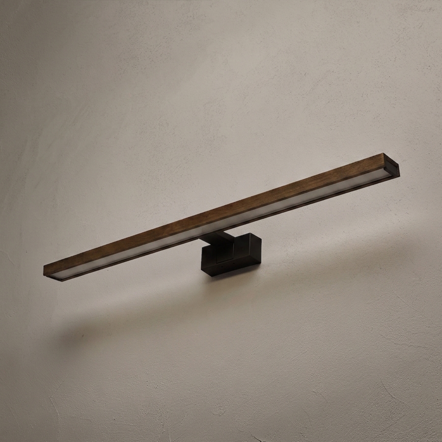 Brilagi - Iluminação LED para espelho de casa de banho 3 em 1 WOODY MIRROR LED/15W/230V 80 cm IP44 preto/carvalho nogueira