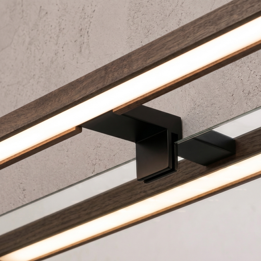 Brilagi - Iluminação LED para espelho de casa de banho 3 em 1 WOODY MIRROR LED/15W/230V 80 cm IP44 preto/carvalho nogueira