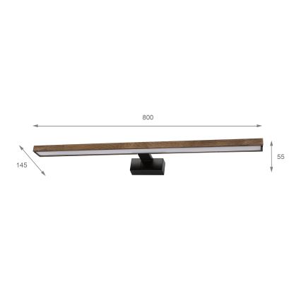 Brilagi - Iluminação LED para espelho de casa de banho 3 em 1 WOODY MIRROR LED/15W/230V 80 cm IP44 preto/carvalho nogueira
