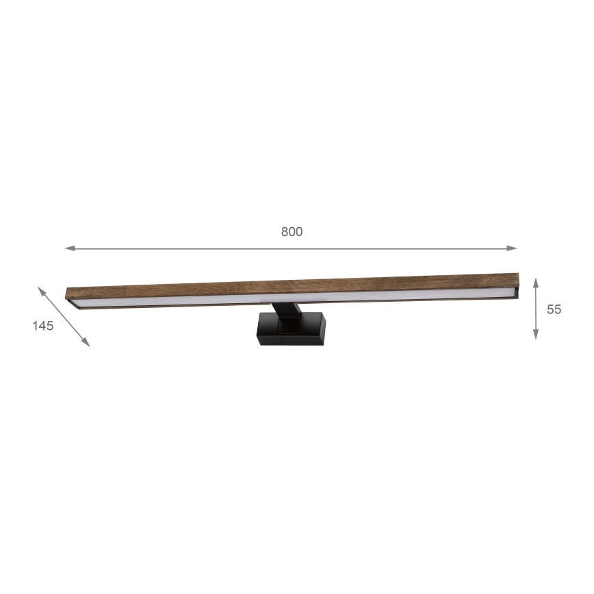 Brilagi - Iluminação LED para espelho de casa de banho 3 em 1 WOODY MIRROR LED/15W/230V 80 cm IP44 preto/carvalho nogueira