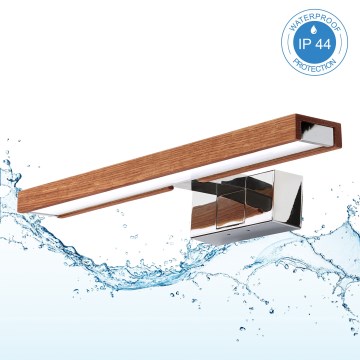 Brilagi - Iluminação LED para espelho de casa de banho 3 em 1 WOODY MIRROR LED/8W/230V 40 cm IP44 cromo brilhante/carvalho cereja