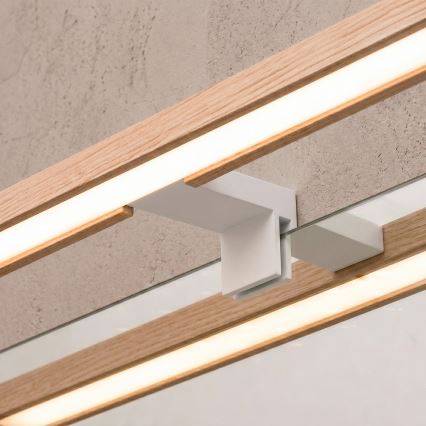 Brilagi - Iluminação LED para espelho de casa de banho 3 em 1 WOODY MIRROR LED/8W/230V 40 cm IP44 branco/carvalho