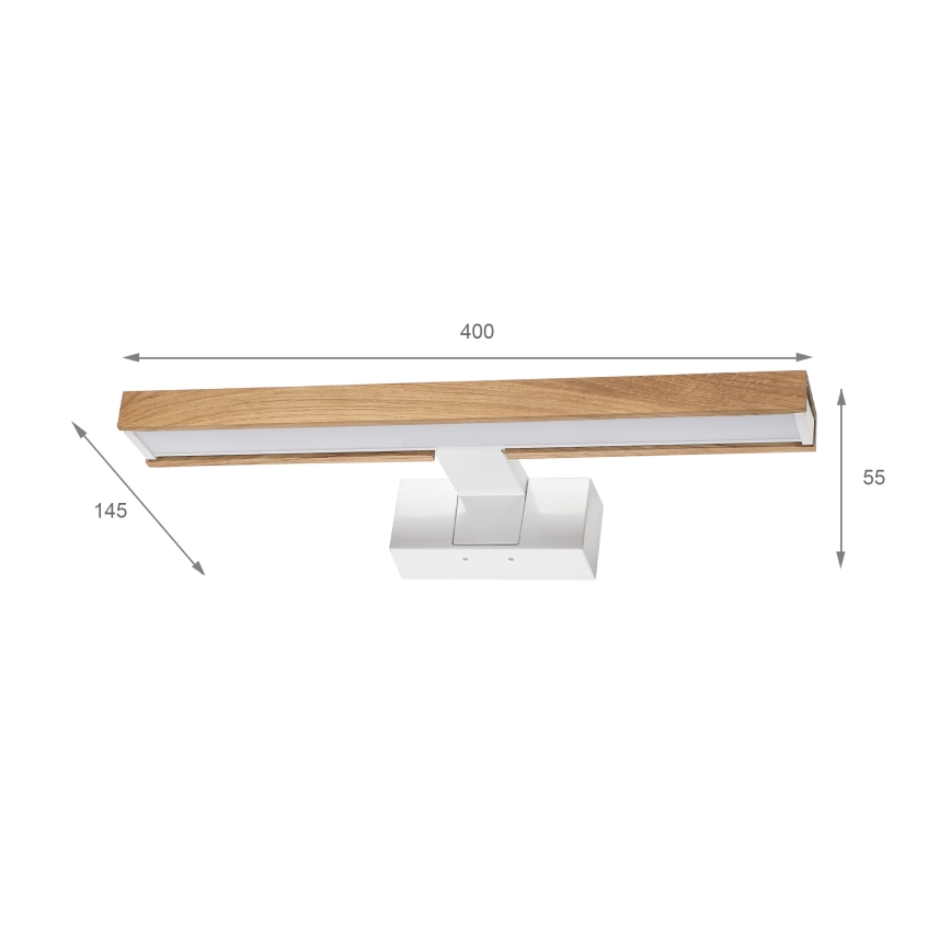 Brilagi - Iluminação LED para espelho de casa de banho 3 em 1 WOODY MIRROR LED/8W/230V 40 cm IP44 branco/carvalho