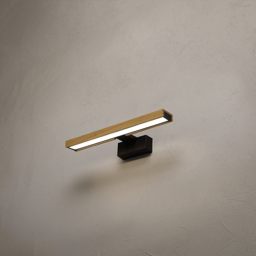 Brilagi - Iluminação LED 3 em 1 para espelho de casa de banho WOODY MIRROR LED/8W/230V IP44 preto/carvalho