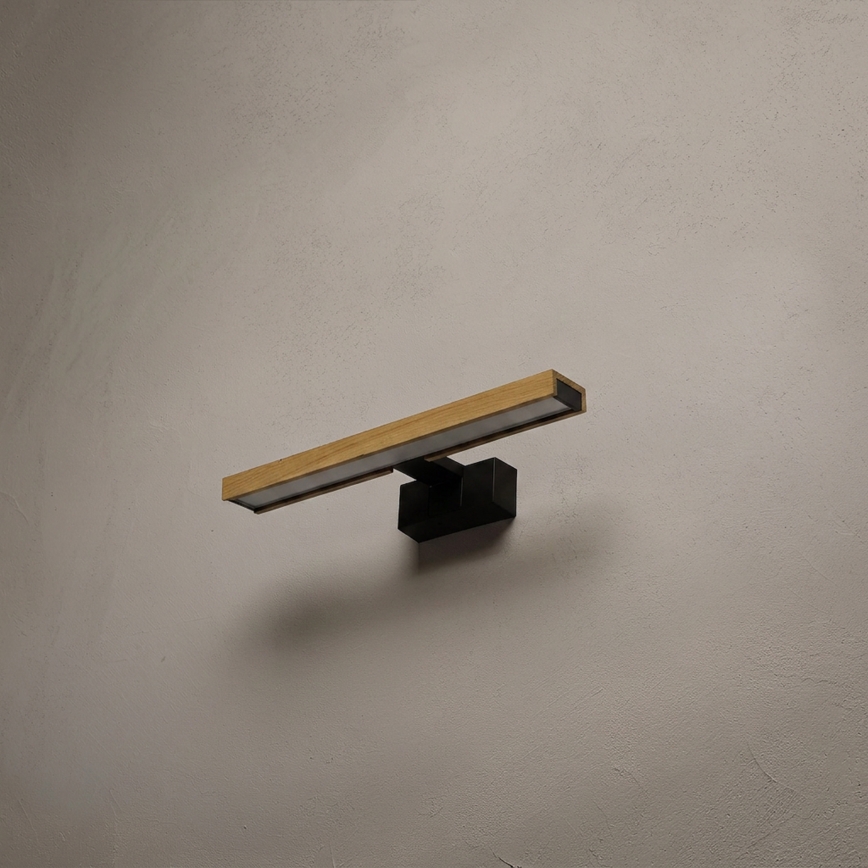 Brilagi - Iluminação LED 3 em 1 para espelho de casa de banho WOODY MIRROR LED/8W/230V IP44 preto/carvalho