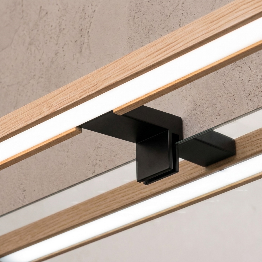Brilagi - Iluminação LED 3 em 1 para espelho de casa de banho WOODY MIRROR LED/8W/230V IP44 preto/carvalho
