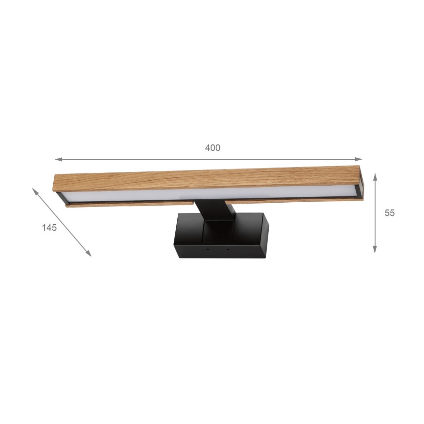 Brilagi - Iluminação LED 3 em 1 para espelho de casa de banho WOODY MIRROR LED/8W/230V IP44 preto/carvalho