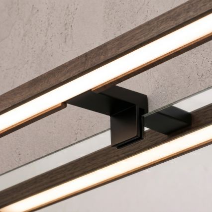 Brilagi - Iluminação LED para espelho de casa de banho 3 em 1 WOODY MIRROR LED/8W/230V 40 cm IP44 preto/carvalho nogueira