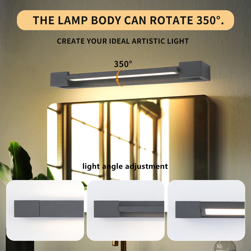 Brilagi - Iluminação LED para espelho de casa de banho AQUA LINE LED/12W/230V 45 cm IP44 antracite CRI 90