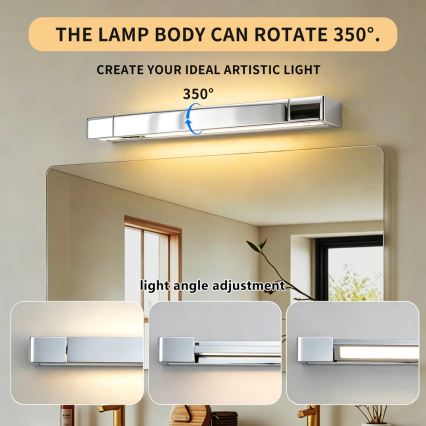 BRILAGI - Iluminação LED para espelho AQUA LINE LED/12W/230V 45 cm IP44 cromado brilhante CRI 90
