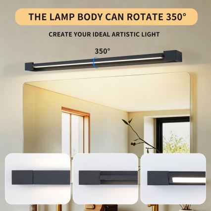 BRILAGI - Iluminação LED para espelho de casa de banho AQUA LINE LED/20W/230V 80 cm IP44 preto CRI 90