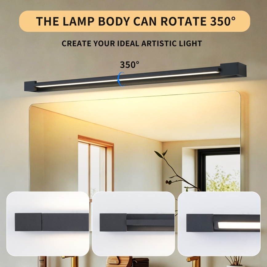 BRILAGI - Iluminação LED para espelho de casa de banho AQUA LINE LED/28W/230V 100 cm IP44 preta IRC 90