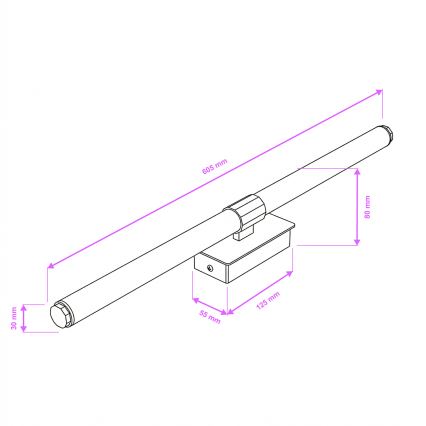 Brilagi - Iluminação LED para espelho de casa de banho DIANA LED/10W/230V 60 cm IP44 preta