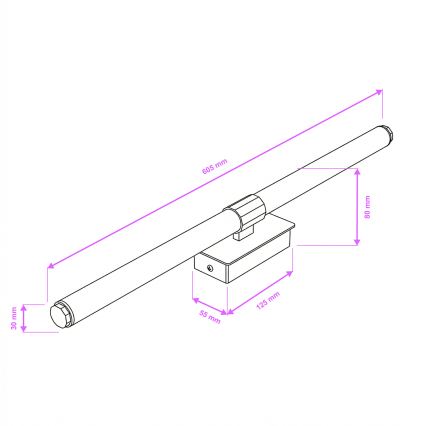 Brilagi - Iluminação LED para espelho de casa de banho DIANA LED/10W/230V 60 cm IP44 preta