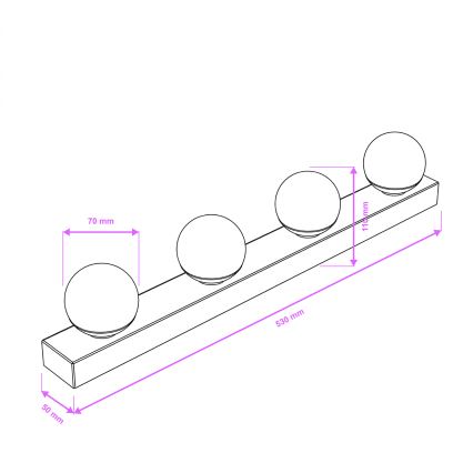 Brilagi - Iluminação LED para espelho de casa de banho HOLLYWOOD 4xLED/3W/230V 53 cm IP44 dourada