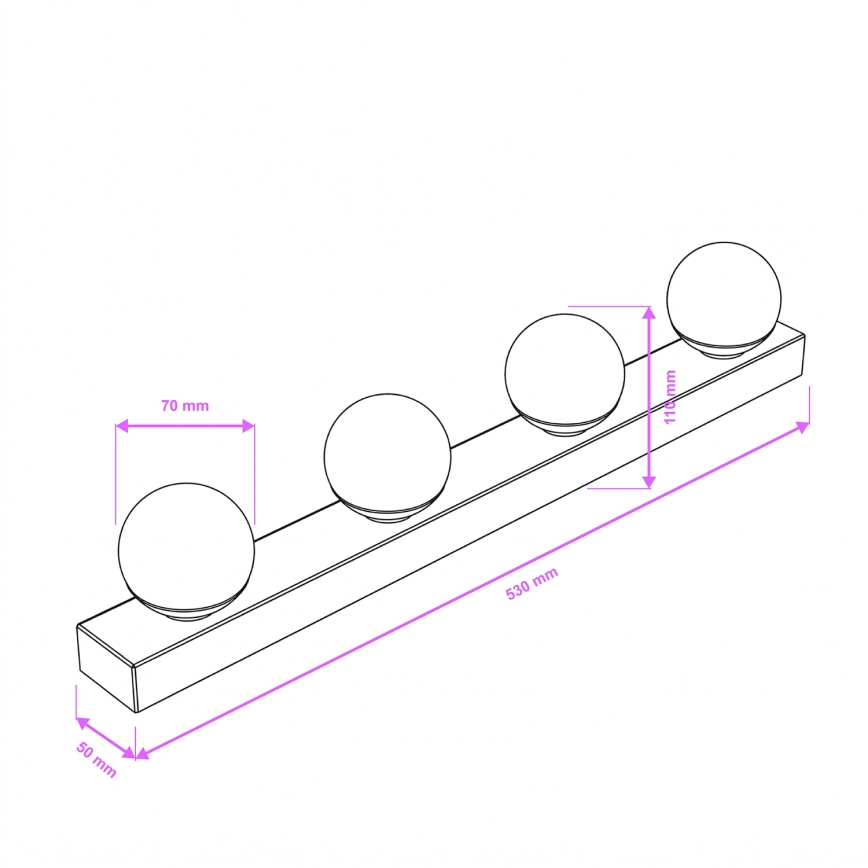 Brilagi - Iluminação LED para espelho de casa de banho HOLLYWOOD 4xLED/3W/230V 53 cm IP44 dourada