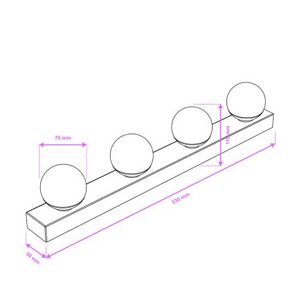 Brilagi - Iluminação LED para espelho de casa de banho HOLLYWOOD 4xLED/3W/230V 53 cm IP44 preta